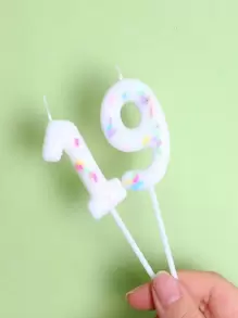 1pc Colorful Numbered Sugar Beads Birthday Cake Candle Decoration Insert, Cute Baking Dessert Multipurpose Photo Candle,Christmas - Multicolor - View 8