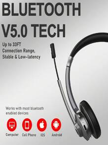 Wireless Bluetooth Headset with ENC Noise Reduction, Mute Button, and Multipoint Connectivity - 炭灰色 - 查看 4