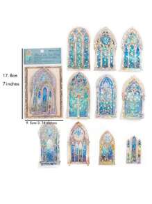1包/10張冰冷激光玻璃染色窗戶寵物裝飾貼紙,適用於日記、計畫表 - 彩色 - 查看 5