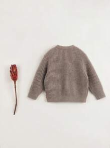 Cardigã De Lã Com Decote Em V Minimalista E Elegante Para Meninas, Outono