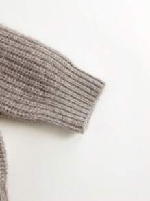 Cardigã De Lã Com Decote Em V Minimalista E Elegante Para Meninas, Outono