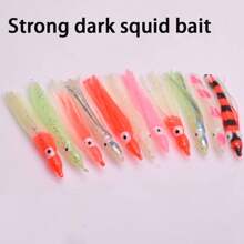 JTUUWRAP 10入組發光鱿魚裙軟魚餌6cm/8cm/10cm夜釣章魚橡膠鮪魚餌