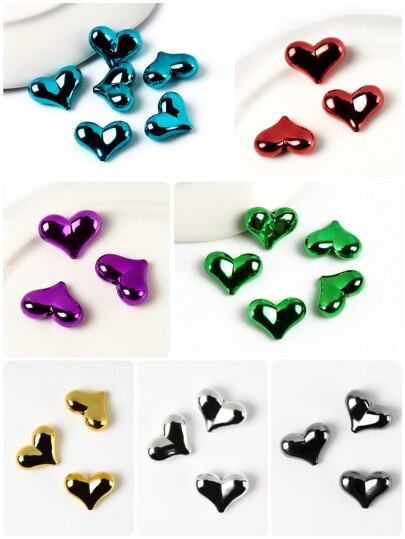 10pcs UV Plating Color Acrylic Beads Heart Shape Loose Beads Charms For Jewelry Making DIY Necklace Bracelets Accessories Valentines
