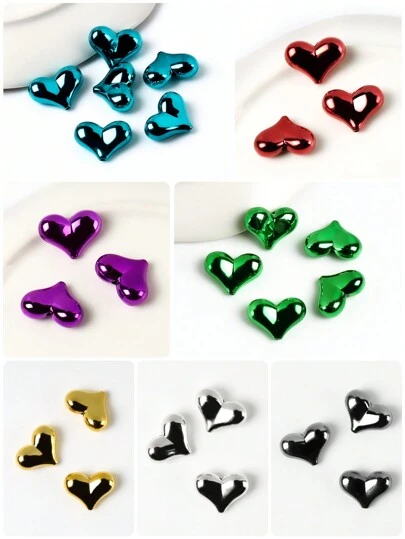 10pcs UV Plating Color Acrylic Beads Heart Shape Loose Beads Charms For Jewelry Making DIY Necklace Bracelets Accessories Valentines