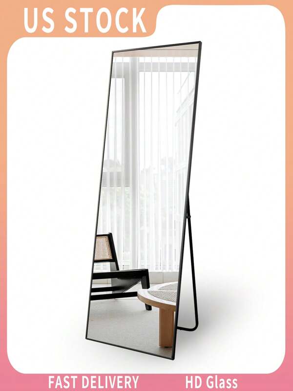 71"X30" Full Length Mirror, Floor Length Mirror, Wall Mirror Full Body, Oversized Floor Mirror With Aluminum Alloy Frame For Hanging Or Leaning Against Wall, Full Body Mirror For Bedroom, Living Room, Cloakroom - Black, Best Gifts Mirror Wall Wall Decor Room Decor Mirror For Room Home Decor Bathroom Decor Living Room Decor