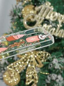 1pc Hand-painted Christmas Gingerbread Man Printed Phone Case Compatible With Iphone - Multicolor - View 3