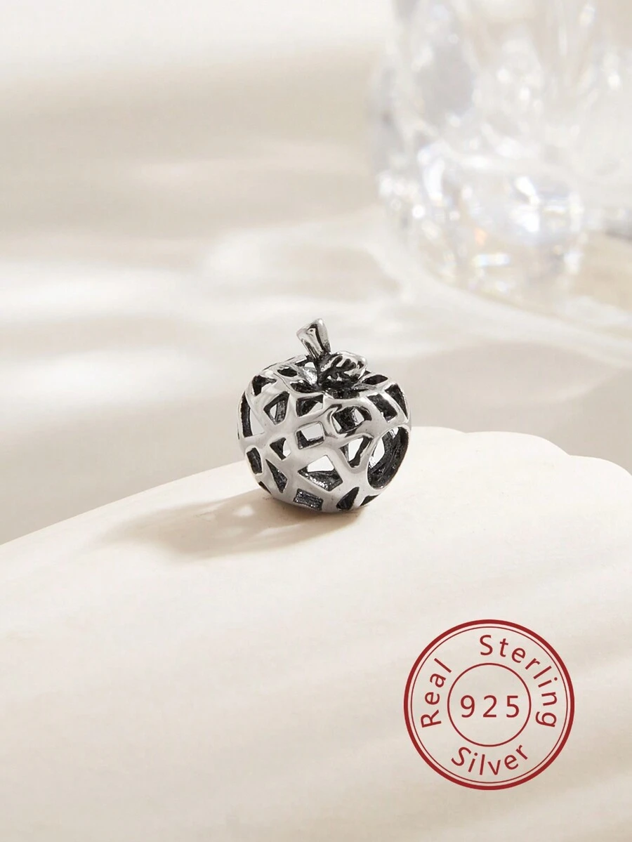 LOVANS 1 件 925 純銀鏤空水果形珠子非常適合女士手鍊、腳鍊、項鍊 Diy,適合日常佩戴