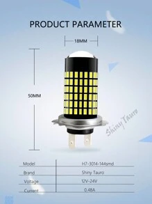 1入裝h7 3014 144smd Led汽車轉向燈,解碼防閃爍,12v-24v - 白色 - 查看 2