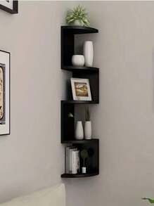 1pc 5-tier Creative Wall-mounted Corner Zigzag Shelf With Half-round Partition Board For Wall & Corner Decoration - White - View 2