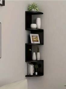1pc 5-tier Creative Wall-mounted Corner Zigzag Shelf With Half-round Partition Board For Wall & Corner Decoration - White - View 3