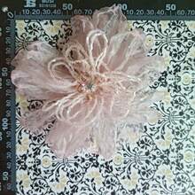1pc Organza Multi-layered Flower Brooch With Beads And Shiny Decorative Sticker - Pink - View 2