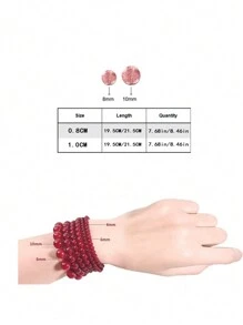 1入組黃虎眼石彩珠彈性生肖手環能量手環,男女生日禮物、節日禮物、紀念日禮物