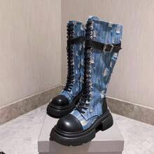 時尚女性秋冬靴 - 藍色 - 查看 3