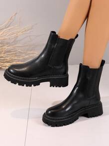 Women's Fashionable & Comfortable Mid-calf Boots - Black - View 3