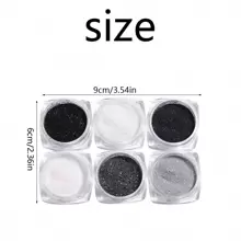 6 件/1 套圣诞闪亮白色糖指甲粉 3D 涂层效果颜料雪糖闪光细粉冬季美甲装饰 DIY 配件指甲饰物指甲宝石指甲用品 - 彩色 - 查看 4