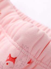 Annil Tween Boys And Girls Winter Thickened Pure Cotton Skin-Friendly Pajamas Cute Cartoon Print Warm Top & Pants Kids Home Clothes 2-Piece Set Pink - Pink - View 4