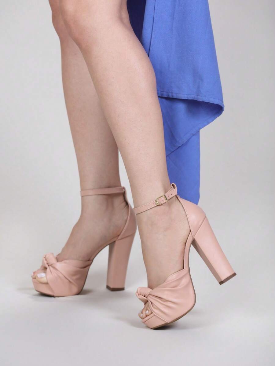 Women Heeled Sandals - Beige - View 1