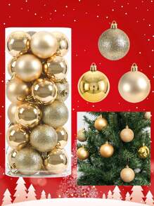 1 Xô/24 cái - Quả cầu Giáng sinh vàng 4cm dùng trang trí Giáng sinh, Trang trí cây thông Noel, Đồ trang trí năm mới, Đồ dùng Giáng sinh bằng nhựa bóng Quà tặng Giáng sinh Đồ trang trí Giáng sinh Đồ trang trí Giáng sinh - Vàng - Xem 1