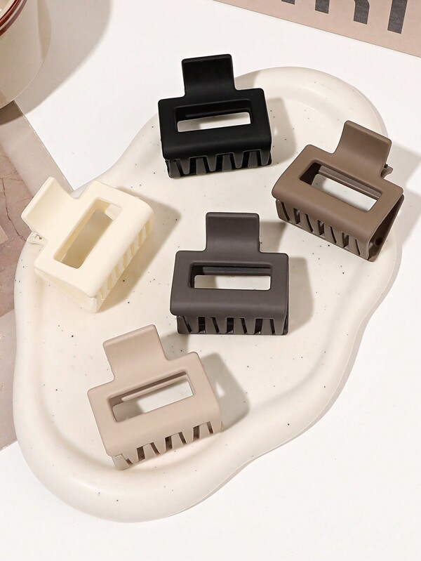 4pcs/5pcs Coffee Color Matte Square Hair Claw Clip For High Ponytail Summer Hair Clips Hair Jaw Clip Hair Clamps Hair Clutch Hair Catcher Clip Fall Winter Hair Accessories For Women For Vacation Outfits Woman