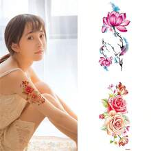 Red Rose Temporary Tattoo Sticker - Red - View 4