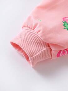 2入組女孩可愛的草莓印花長袖拼接毛衣和打底褲套裝,適用於春秋季節