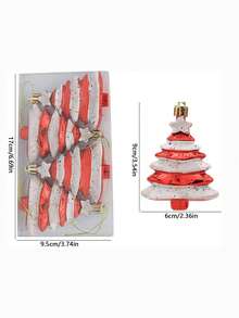 4 件形狀獨特聖誕樹裝飾品,塑膠彩繪懸掛裝飾品 - 紅色 - 查看 2