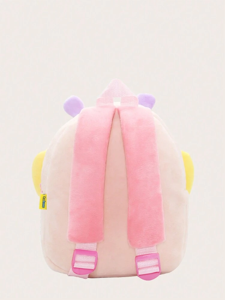 1pc Cartoon Animal Pattern Plush Backpack, Suitable For 2-4 Years Old Boys/Girls, Lion/Giraffe/Unicorn Design