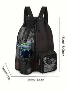 Mesh Drawstring Backpack, Beach Backpack, Gym And Exercise Sports Storage Bag Rucksack Summer College Bag Dad School Bag Freshman For Books Multi-Functional Dorm University Gifts Fall Christmas Scream Bag Black Bag Student Multi-Functional Vacation Bag Funny Gifts Side Bag Hobo Hip Bag Travel Essentials Bag Back To School Beach Bag Laptop Case The Sporty Life Spring School Backpack Backpack For Travel Camping Accessories Mesh Bag Foldable Backpack Beach Bag Men Football Bag - Black - View 2