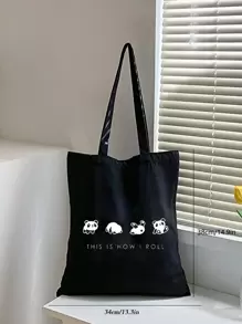 1 túi vải canvas đeo vai dung tích lớn họa tiết gấu trúc dễ thương, túi vải, túi mua sắm, bản đồ bảng chữ cái khối màu, túi mua sắm đơn giản, đi mua sắm, sắp xếp đồ dùng cá nhân, túi vải canvas thời trang, túi đi biển dung tích lớn, túi đi biển di động, gói công việc, đi chơi, ngày lễ, ngày nhà giáo, quà tặng cho phụ nữ, quà tặng ngày nhà giáo, túi vải tote đi biển cho phụ nữ, quà tặng ngày của mẹ, quà tặng sinh nhật, đồ dùng học tập, ba lô đi học, quà tặng tri ân giáo viên tốt nhất - màu đen - Xem 4
