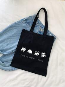 1 túi vải canvas đeo vai dung tích lớn họa tiết gấu trúc dễ thương, túi vải, túi mua sắm, bản đồ bảng chữ cái khối màu, túi mua sắm đơn giản, đi mua sắm, sắp xếp đồ dùng cá nhân, túi vải canvas thời trang, túi đi biển dung tích lớn, túi đi biển di động, gói công việc, đi chơi, ngày lễ, ngày nhà giáo, quà tặng cho phụ nữ, quà tặng ngày nhà giáo, túi vải tote đi biển cho phụ nữ, quà tặng ngày của mẹ, quà tặng sinh nhật, đồ dùng học tập, ba lô đi học, quà tặng tri ân giáo viên tốt nhất - màu đen - Xem 3
