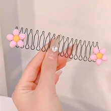 1 件裝可愛花朵形狀髮梳和髮夾適合幼兒女孩日常使用 - 彩色 - 查看 2