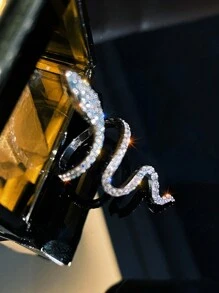1pc Snake Shaped Rhinestone Decorated Ring Suitable For Women's Daily Wear - Silver - View 2