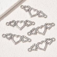 5 件裝心形水鑽雙吊墜 Diy 珠寶配飾,適合女士手鍊和繩索裝飾 - 銀色 - 查看 1
