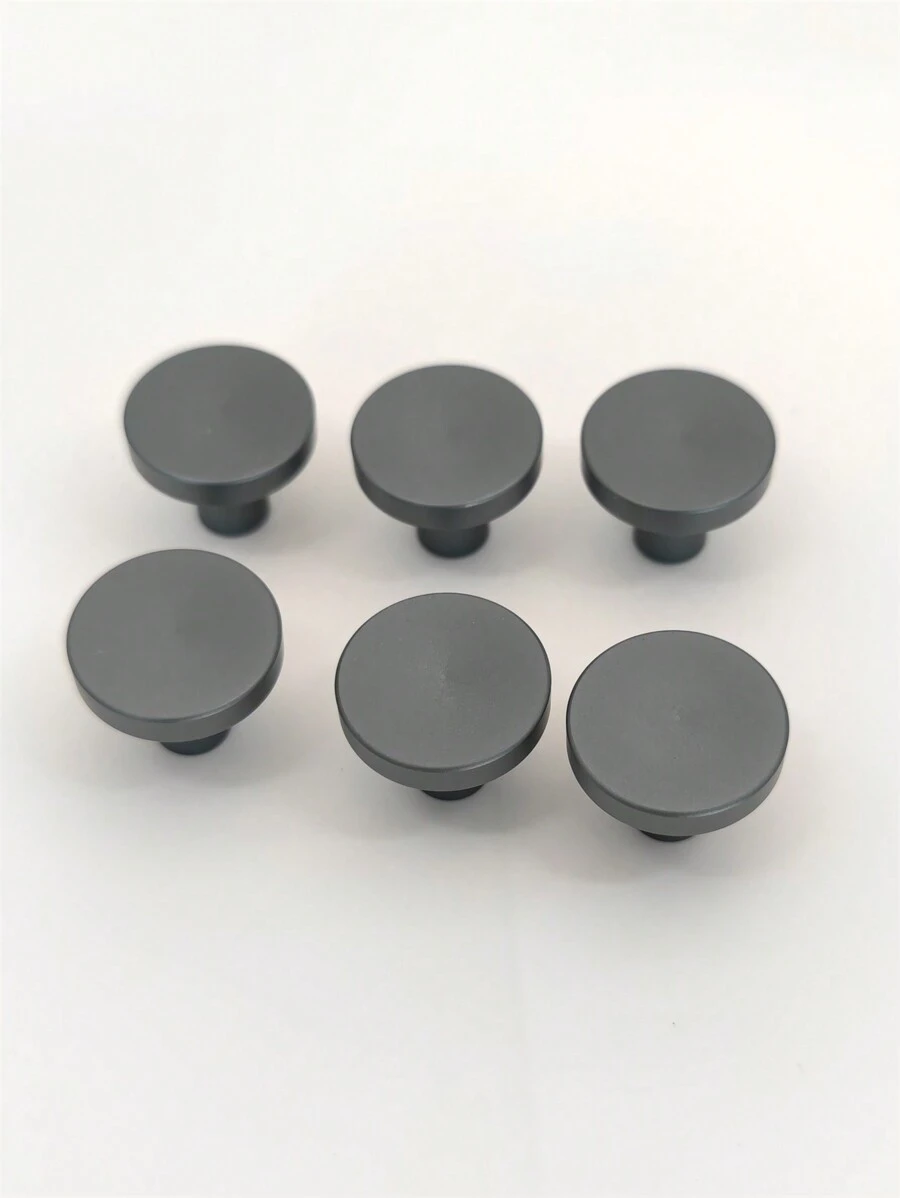 1英寸深灰色單孔圓形鋁合金抽屜把手帶6個/套金屬鋁衣鉤門把手 - 深灰色 - 查看 1