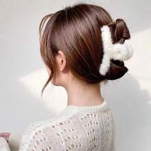 3入組彩色毛絨發夾，女士秋冬髮飾，優雅時尚又可愛 - 彩色 - 查看 2