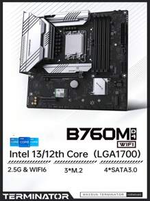 MAXSUN Terminator B760M D4 WIFI DDR4 128GB, Bo mạch chủ M-ATX, Dành cho Intel Core thế hệ thứ 12 và thứ 13, Ổ cắm LGA 1700, PCIe 5.0 X16, LAN 2.5G, WIFI6, M.2 3*PCIe 4.0 X4, USB 3.2, Linh kiện máy tính SATA3.0 DP - Màu be - Xem 2