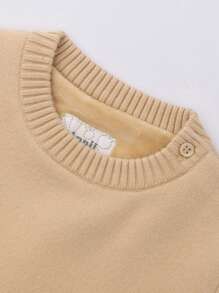 Annil Boys' Round Neck Sweater Winter Baby Warm, Soft And Comfortable Long Sleeved Sweater Apricot - Apricot - View 3