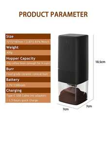 REUP Wireless Electric Coffee Grinder Square Multifunctional USB Rechargeable Small Portable Home Outdoor Coffee Grinder - Black - View 11