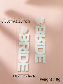 1 Pair Exaggerated Acrylic Heart Letter Bride Wedding Earrings, Suitable For Women To Wear On Valentine's Day,Mom,Mother,Mother's Day,Gift
