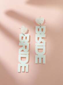 1 Pair Exaggerated Acrylic Heart Letter Bride Wedding Earrings, Suitable For Women To Wear On Valentine's Day,Mom,Mother,Mother's Day,Gift