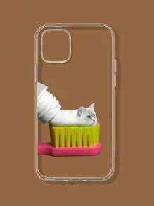 1pc Clear Transparent Creative Cat Print Phone Case Compatible With IPhone 16 Pro Max/16 Pro/16 Plus/16