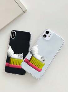 1pc Clear Transparent Creative Cat Print Phone Case Compatible With IPhone 16 Pro Max/16 Pro/16 Plus/16