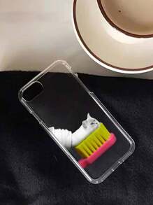 1pc Clear Transparent Creative Cat Print Phone Case Compatible With IPhone 16 Pro Max/16 Pro/16 Plus/16