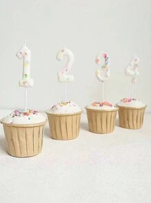 1pc Colorful Numbered Sugar Beads Birthday Cake Candle Decoration Insert, Cute Baking Dessert Multipurpose Photo Candle,Christmas - Multicolor - View 5