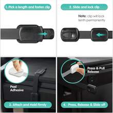 6pcs Baby Drawer Locks With Adjustable Strap For Multi-purpose Protection On Cabinets, Drawers, Refrigerators, Toilet Seats, Wall Cupboards, Ovens, Waste Bins - Black - View 9