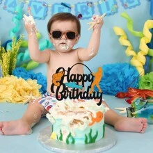 1 Pieza Creativa Decoración De Pastel De Temática De Pesca Para La Fiesta De Cumpleaños Del Bebé - Multicolor - Ver 5