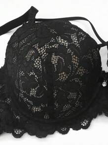 Bralette Negro Cruzado De Encaje En La Espalda - Multicolor - Ver 3