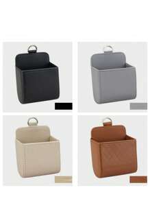 一个储物袋，汽车储物盒，储物袋，汽车座椅靠背收纳盒，汽车内饰配件PU皮革，适用于汽车出风口，简约风格，时尚，男女汽车配件汽车配件内饰 - 黑色 - 查看 8