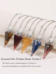 1入天然水晶石黑曜石小瓶頸鏈香水瓶必備精油擴香頸鏈 - 紫色 - 查看 2