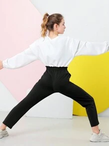 Teen Girls' Yoga Straight Leg Pants With Pockets For Workout And Running - Black - View 6